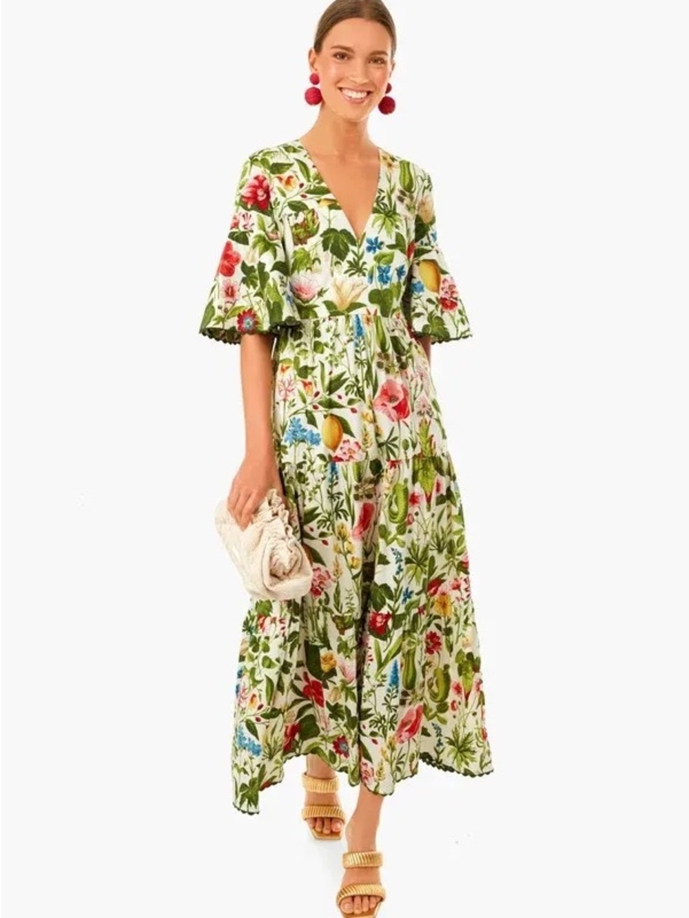 Tuckernuck Blooming Botanicals V-Neck Floral Maxi Dress Size L